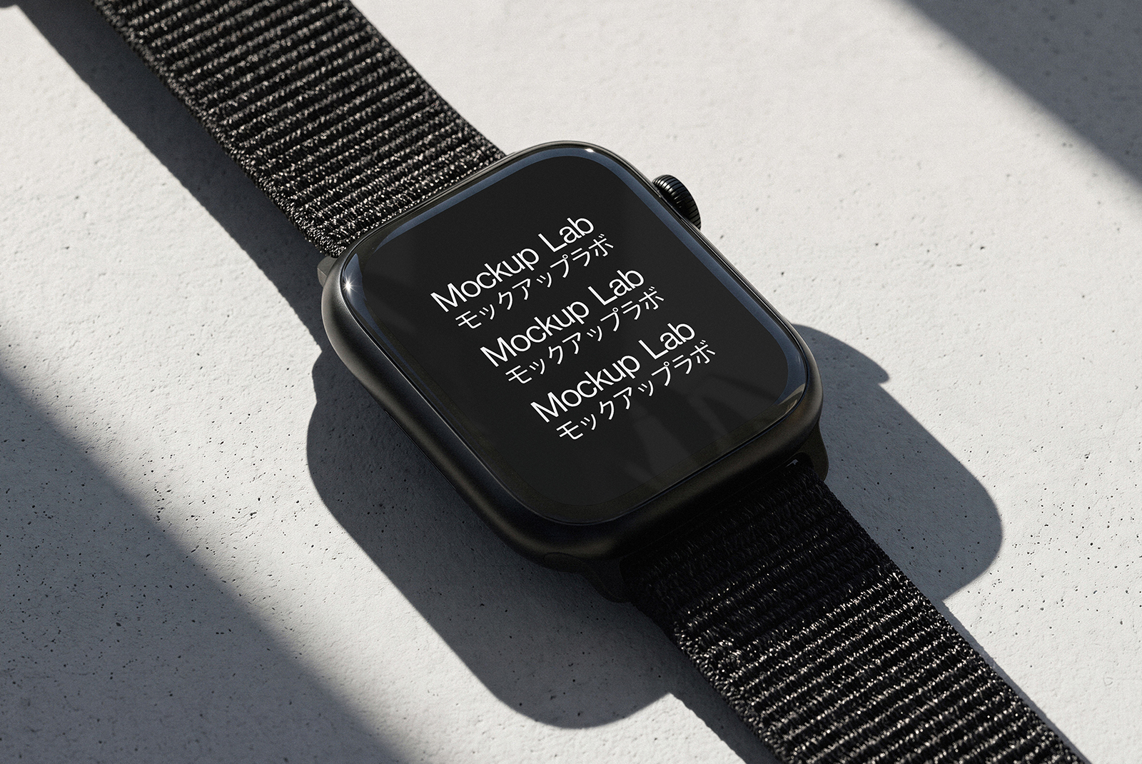A close-up view of the smartwatch mockup, displaying a custom watch face design.
